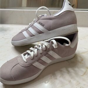 Adidas Gazelle Shoes in Soft Lavender and White